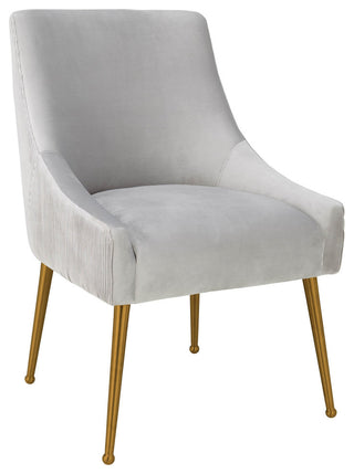 Beatrix Pleated Light Grey Velvet Side Chair - Light Grey