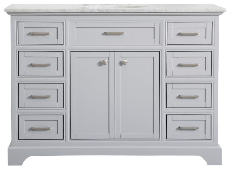 Amber Single Bathroom Vanity, Blue, Light Grey, 48"