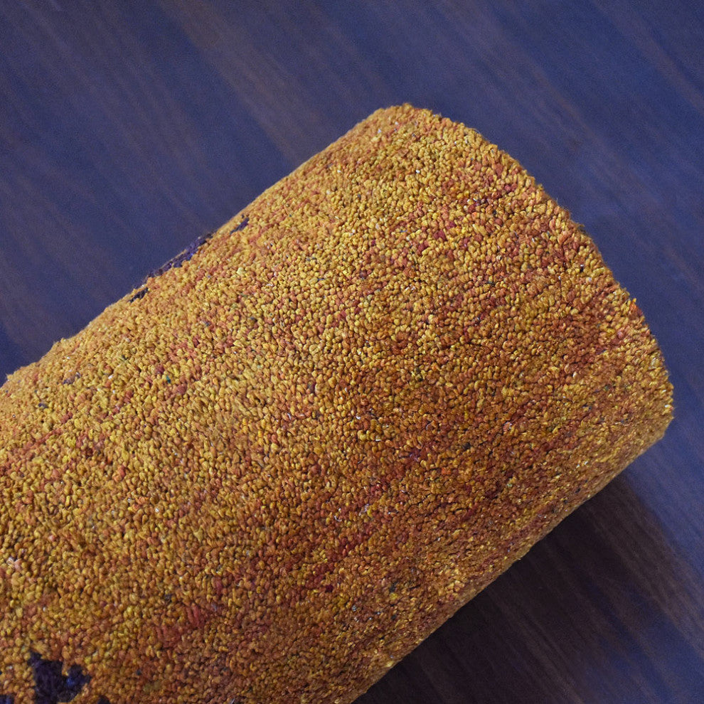 HAND KNOTTED LOOM SILK ECO-FRIENDLY RUG-8'x10',Rectangle,Orange Brown,Contempora