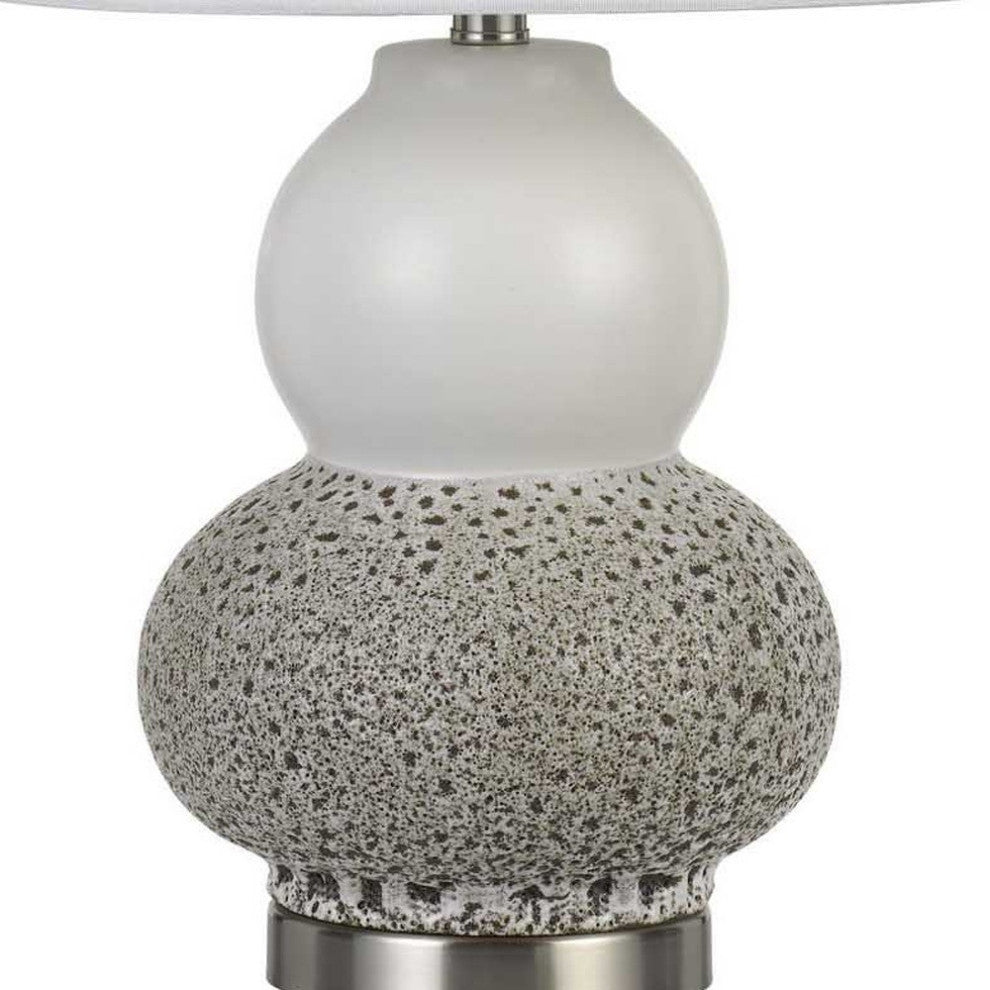 Set of Two 24" Silver Metal Two Light Desk Table Lamps With White Globe Shade