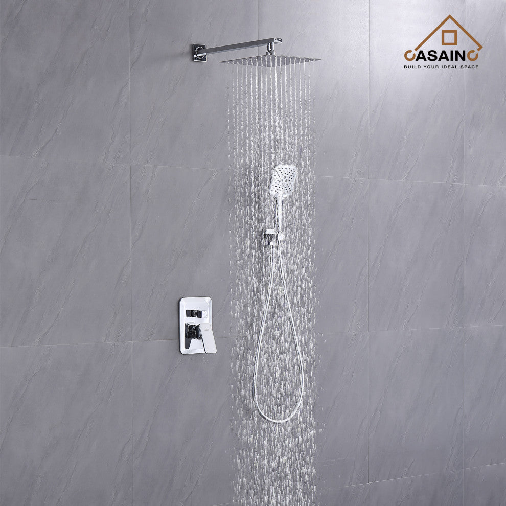 Brushed Nickel Wall Mounted  Shower Faucet Waterfall Shower Bar System, Chrome