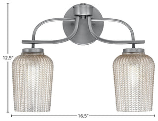 Cavella 2-Light Bath Bar, Graphite, 5" Silver Textured Glass