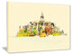 "Havana Panoramic View" Cityscape Watercolor Canvas Print, 20"x12"