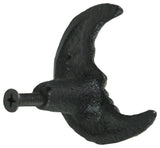 Set of 6 Black Cast Iron Crescent Moon Face Drawer Pull Decorative Cabinet Knob
