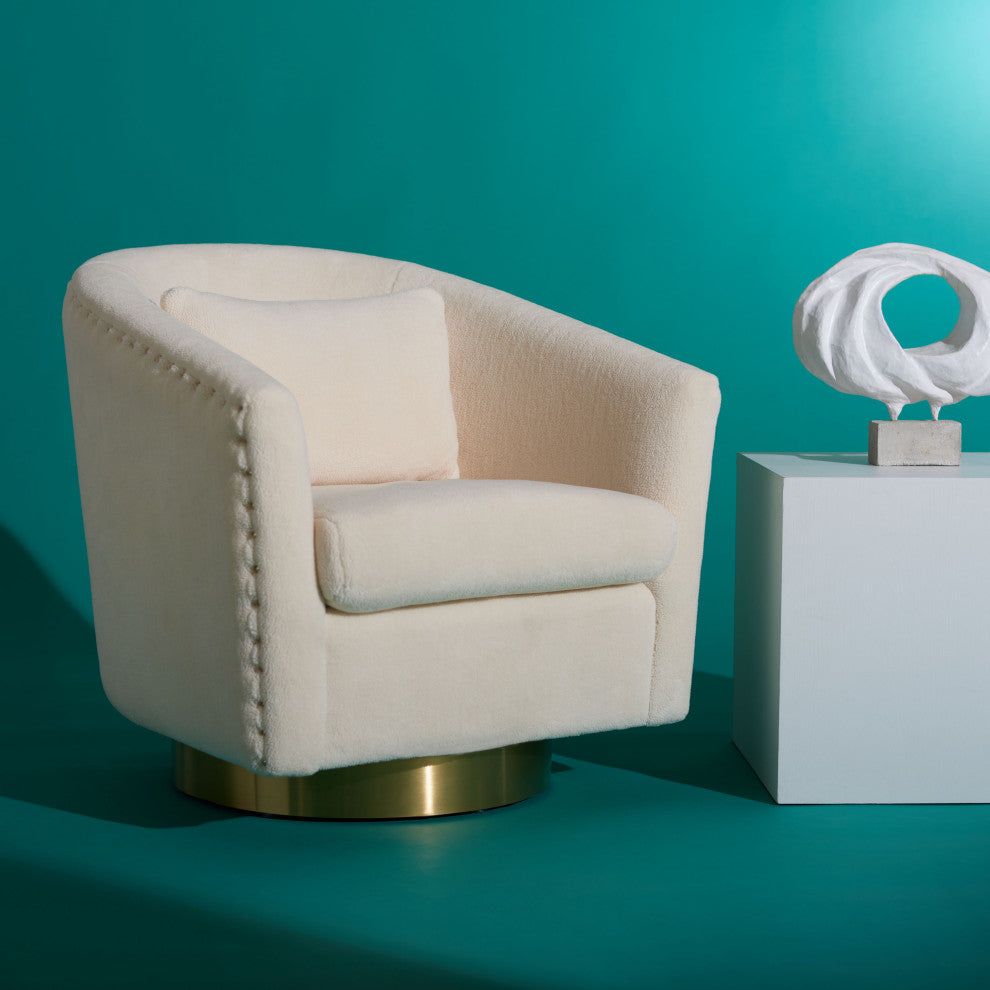 Safavieh Couture Clara Quilted Swivel Tub Chair, Ivory