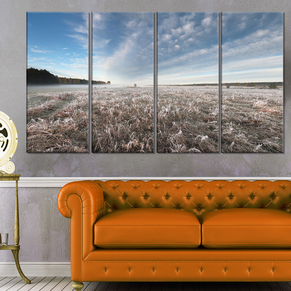 "Autumn Hoarfrost on Grass" Landscape Print Wall Artwork, 4 Panels, 48"x28"