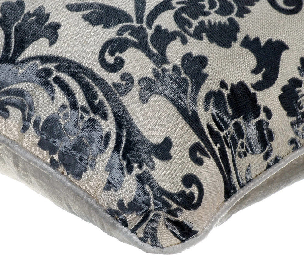 Gray Throw Pillow Covers 16"x16" Velvet, Paloma Gray Floral