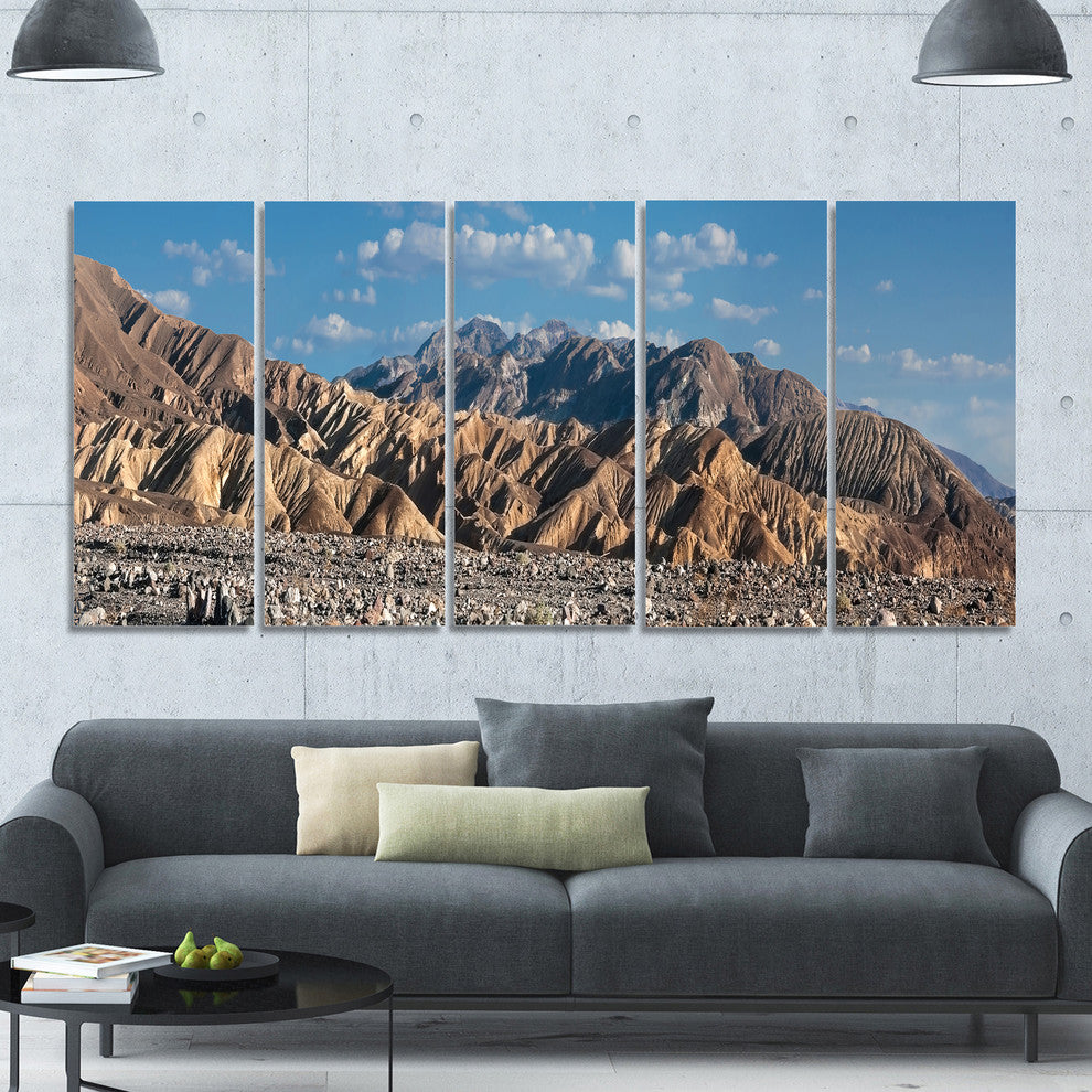 Beautiful Hills in Death Valley, Abstract Canvas Art Print, 60"x28", 5 Panels