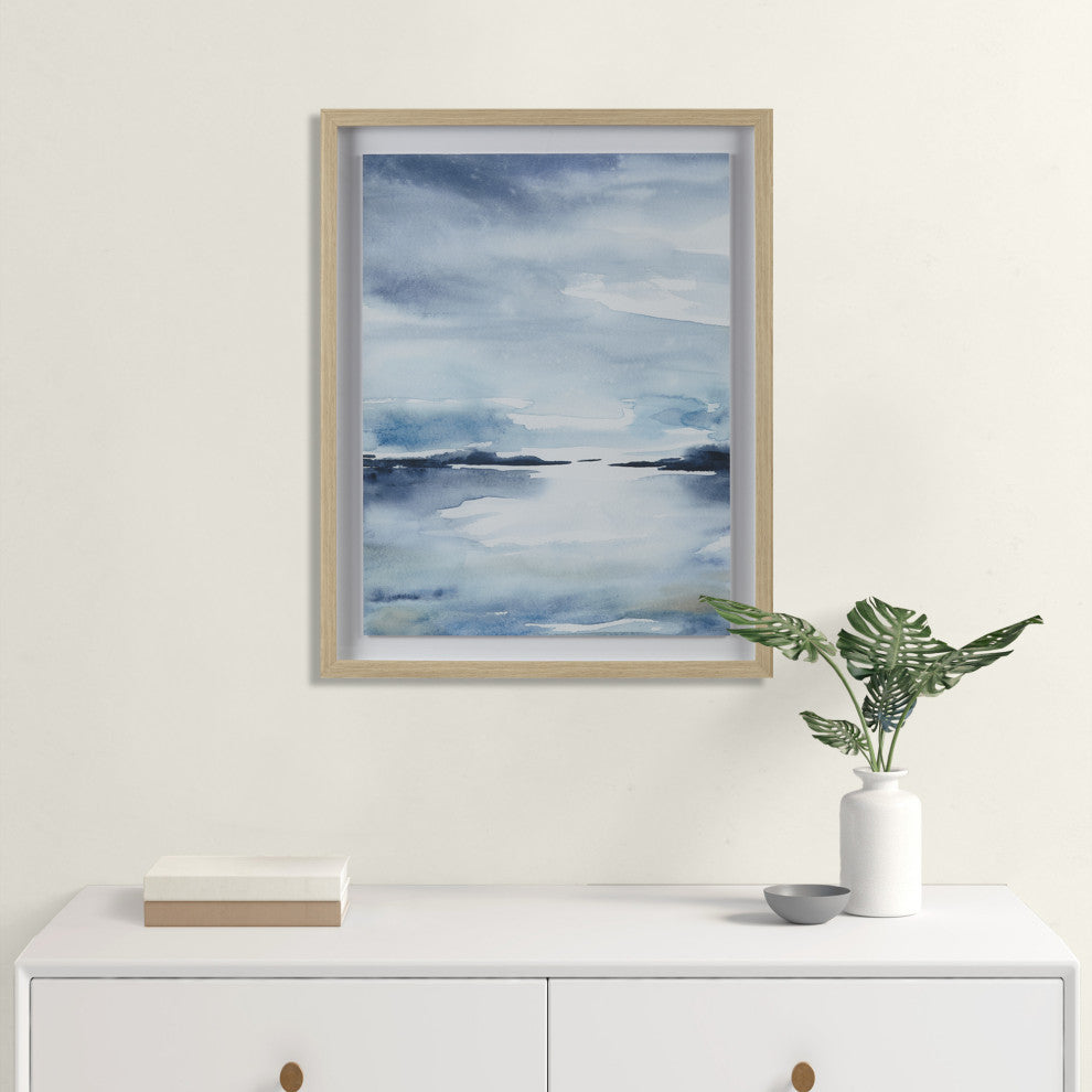 Madison Park Sparkling Sea Framed Glass Single Matted Abstract Wall Art