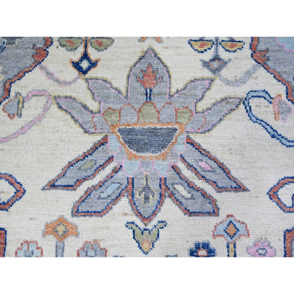 Cloud Gray Anatolian Village Inspired Wool Hand knotted Oriental Rug 10'3"x13'7"