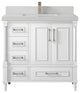 Aberdeen 36 Center Sink Bath Vanity in White 2" Carrara Quartz