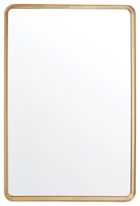 Ava Metal Deep Framed Wall Mirror, Gold, 36"