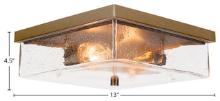 Nouvelle 2-Light Semi-Flush Mount, New Age Brass/Square Clear Bubble