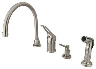 Kingston Brass Single-Handle Widespread Kitchen Faucet Combo, Brushed Nickel