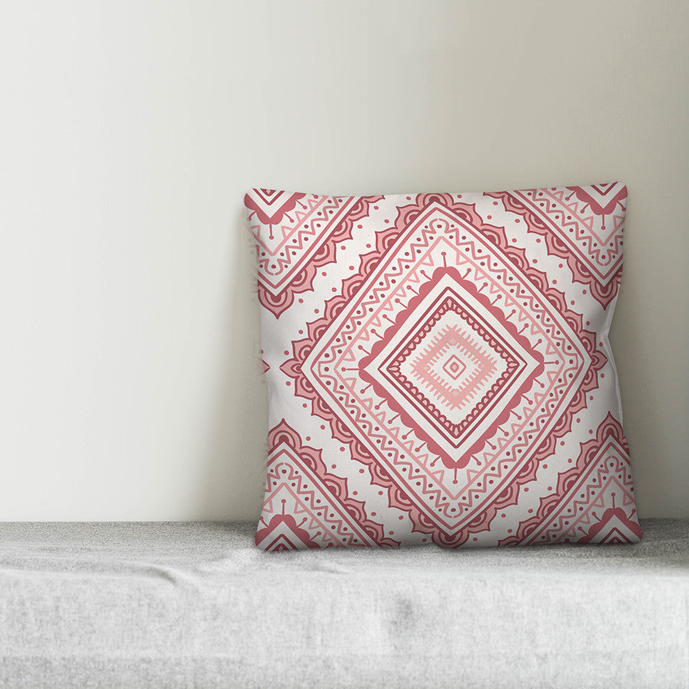 Pink Diamond Mandala 16x16 Throw Pillow
