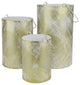 Set of 3 White and Gold Decorative Floral Cut-Out Pillar Candle Lanterns 10"