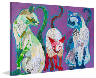 "Trois Chats" Painting Print on Wrapped Canvas, 60x40