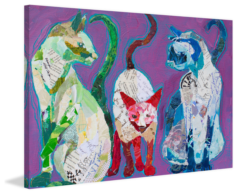 "Trois Chats" Painting Print on Wrapped Canvas, 60x40