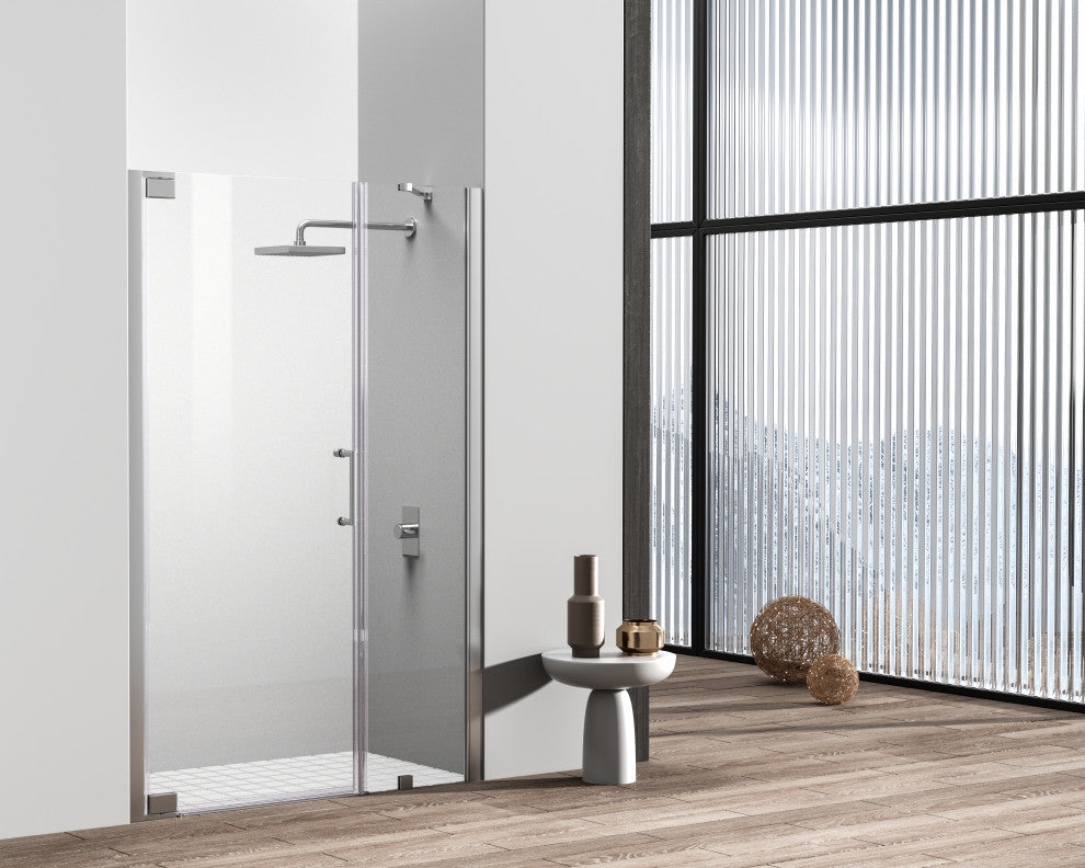Home Living 48X72 Frameless Hinged Shower Door, Polished Chrome
