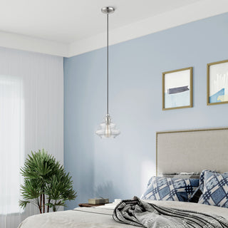 1 Light Brushed Nickel Pendant, Chrome Finish Accents