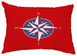 Compass 14"x20" Decorative Nautical Outdoor Pillow, Red
