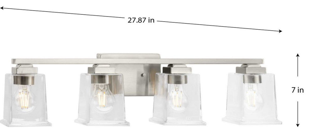 Gilmour Collection 4-Light Brushed Nickel Clear Bath Vanity Light