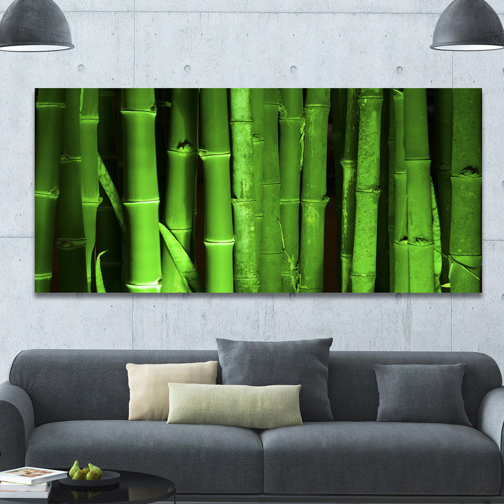 Green Bamboo Forest, Large Floral Canvas Art Print, 60"x28"