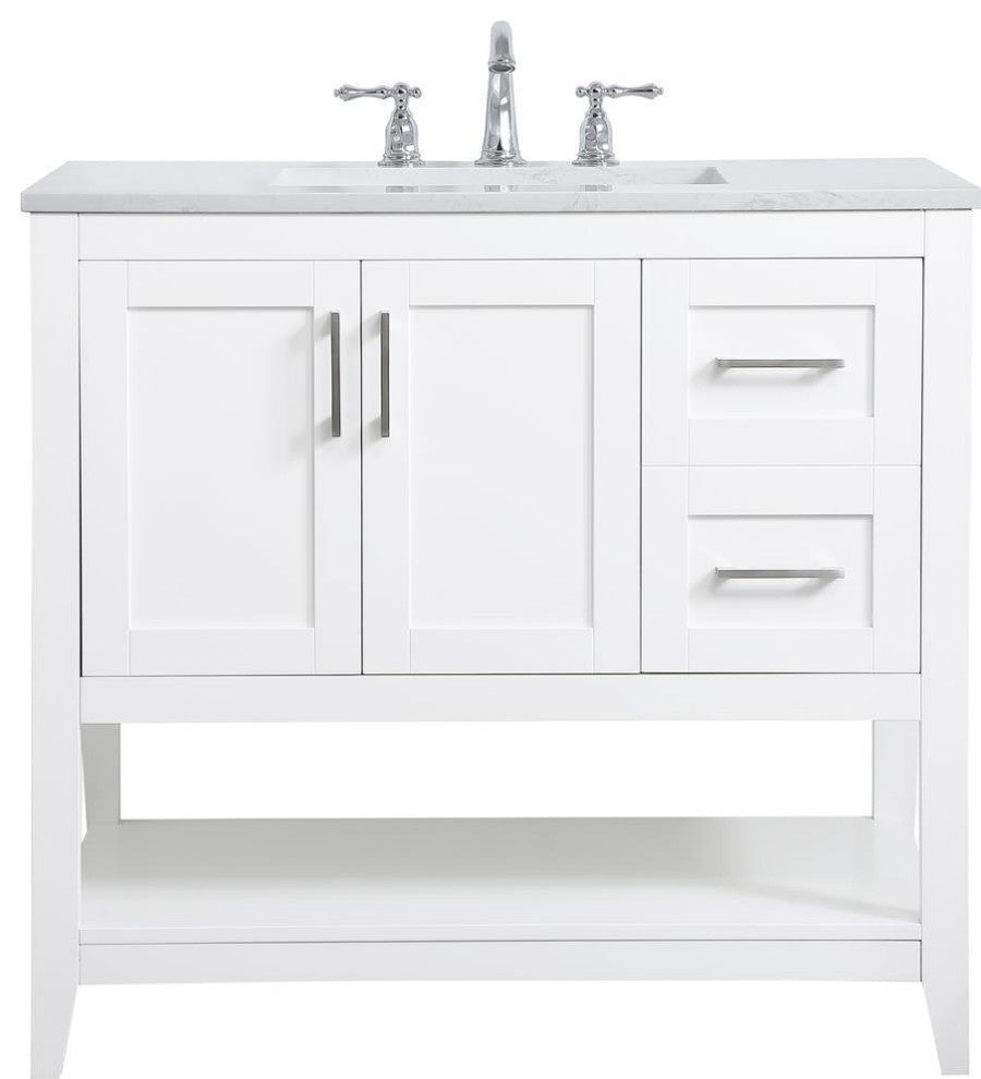 Traditional 36" Single Vanity, White