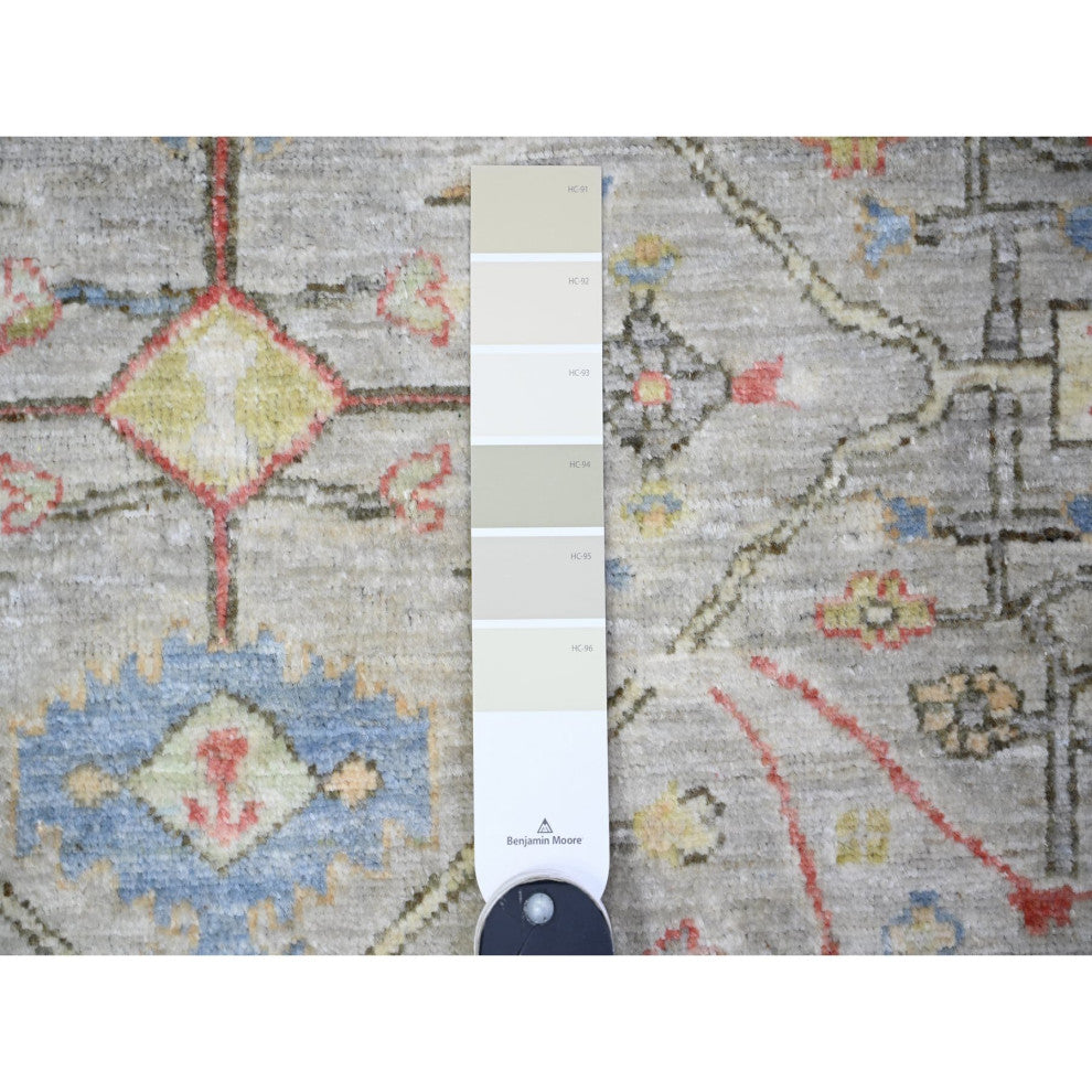 Gray Ziegler Mahal Hand Knotted Pure Wool Round Oriental Rug, 8'x8'