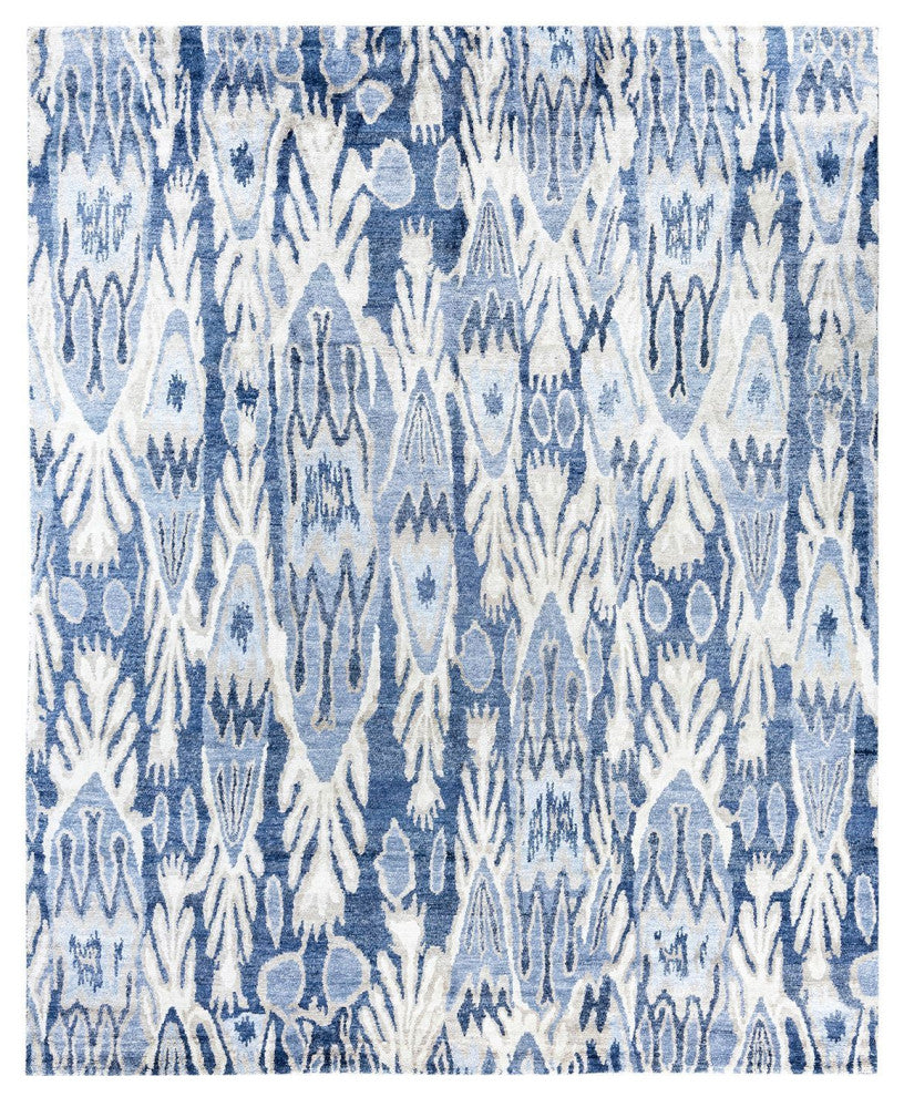 Modern, One-of-a-Kind Handmade Area Rug - Blue, 8' 1" x 10' 1"
