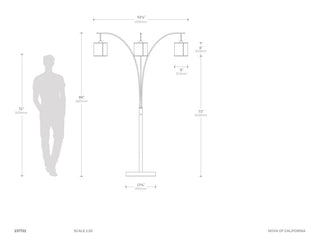 Layers Natural Mica 3 Light Arc Floor Lamp - 86", Charcoal Gray, Dimmer Switch