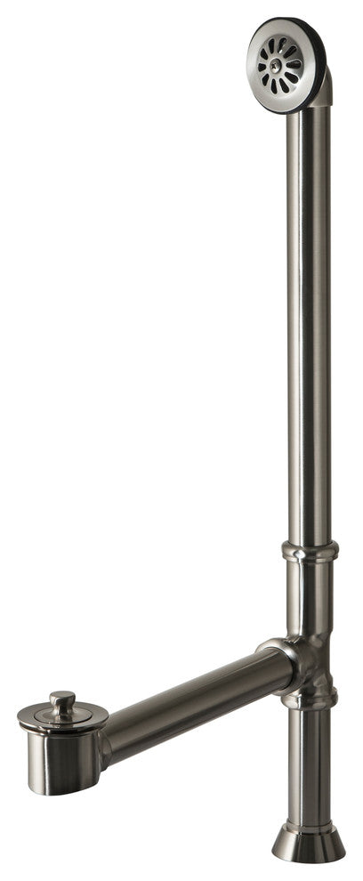 Water Creation Lift And Turn Exposed Finish Tub Drain For Claw Foot Tub, Brushed