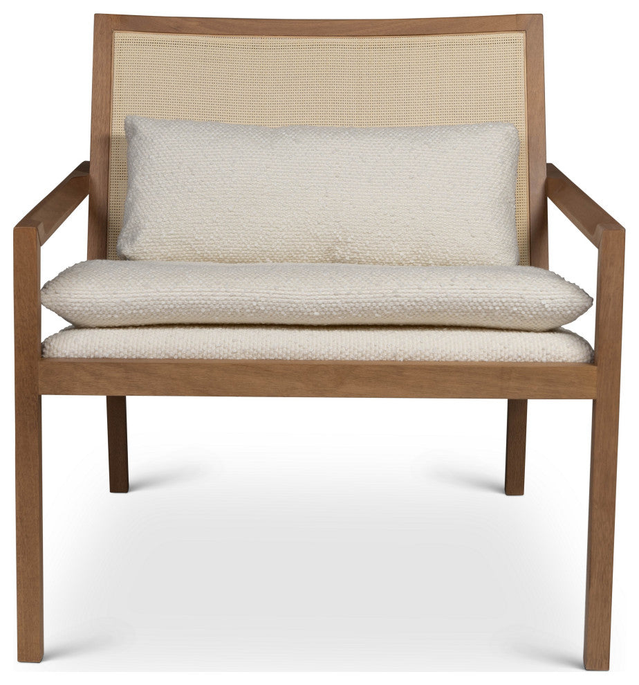 Modern Brazilian, Barra, Cane Lounge Chair, Pecan/Natural/Ivory