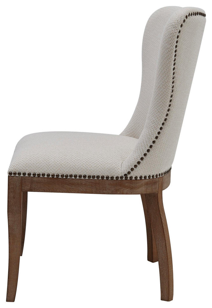 Dorsey Dining Side Chair Drift Wood Legs, Set of 2, Cardiff Cream, Fabric