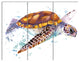 Brown Sea Turtle Watercolor, Contemporary Animal Art Canvas, 36x28, 3 Panels