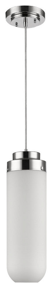 Solar 1-Light Polished Nickel Indoor Pendant With 18" h Frosted Glass Shade IN31