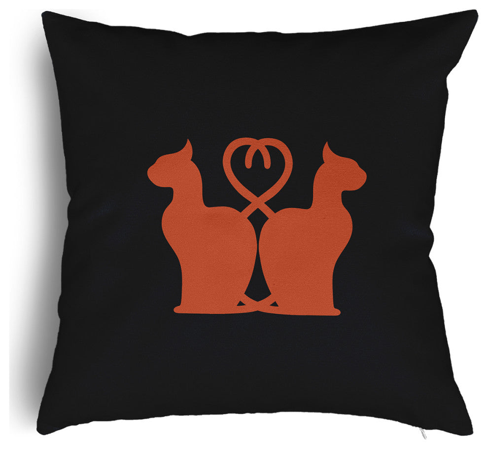 Halloween Cats Accent Pillow With Removable Insert, Harvest Orange, 24"x24"