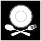 "Mealtime: White on Black - Plate with Crossed Cutlery" Paper Art, 20"x20"