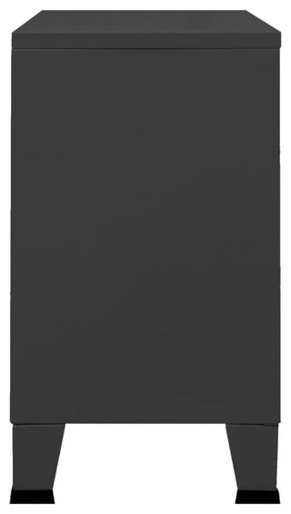 vidaXL Sideboard Industrial Storage Cabinet with Handle Black Metal and Glass