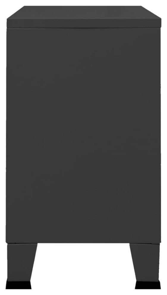 vidaXL Sideboard Industrial Storage Cabinet with Handle Black Metal and Glass