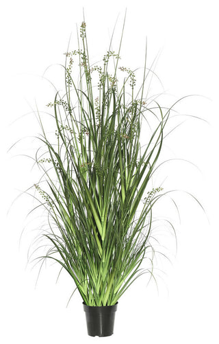 Full view of the artificial grass in pot on a white background, suitable as the main product image.