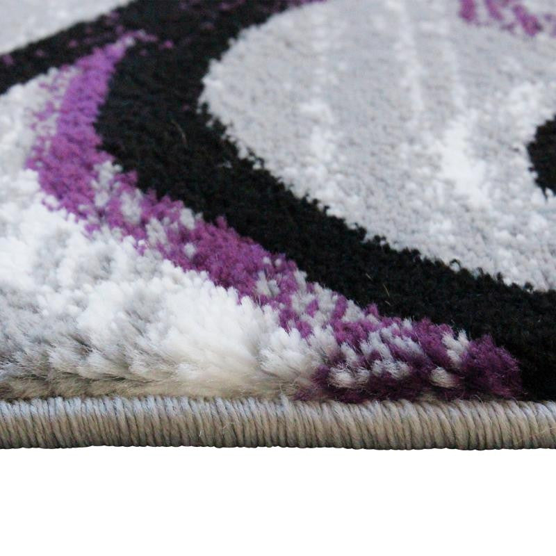 Valli Collection Modern Abstract Pattern Area Rug -Olefin with Jute Backing, Purple, 2' X 7'
