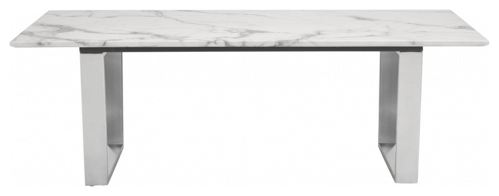 Designer's Choice White Faux Marble and Steel Coffee Table
