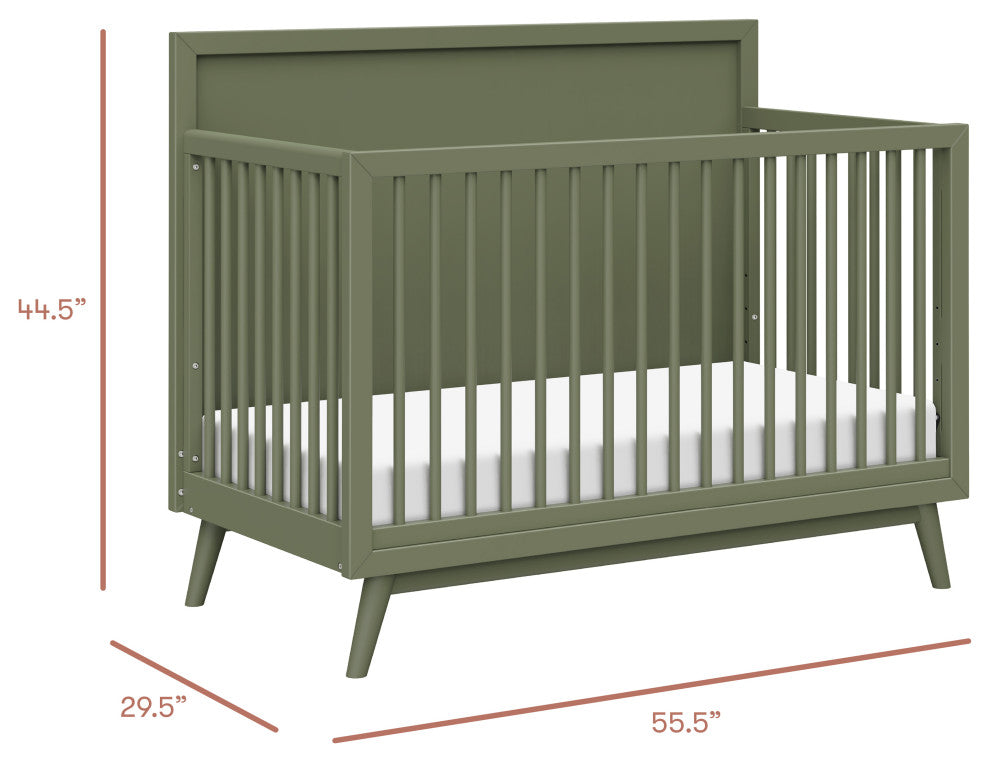 Palma 4-in-1 Convertible Crib With Toddler Bed Conversion Kit, Olive