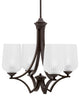 Zilo, 4 Light, Chandelier, Dark Granite Finish With 5" Clear Textured Glass