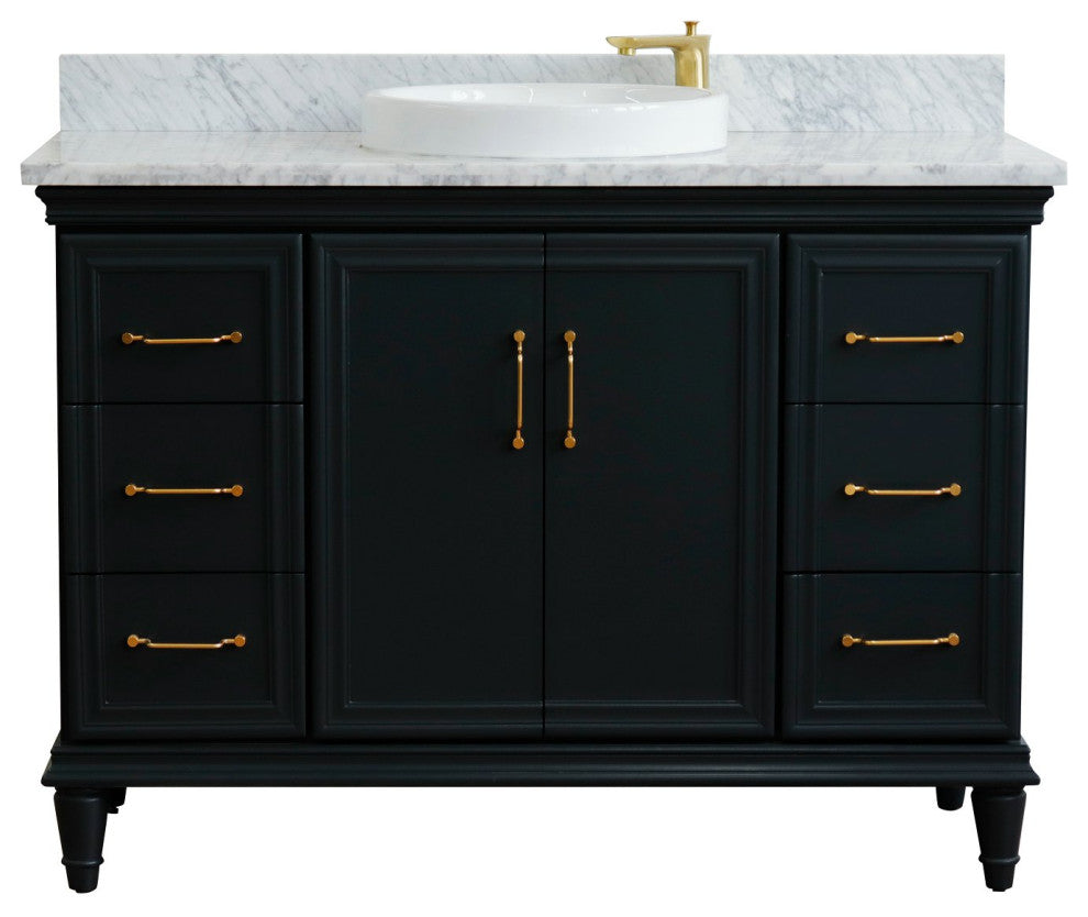 49" Single Sink Vanity, Dark Gray Finish With White Carrara Marble