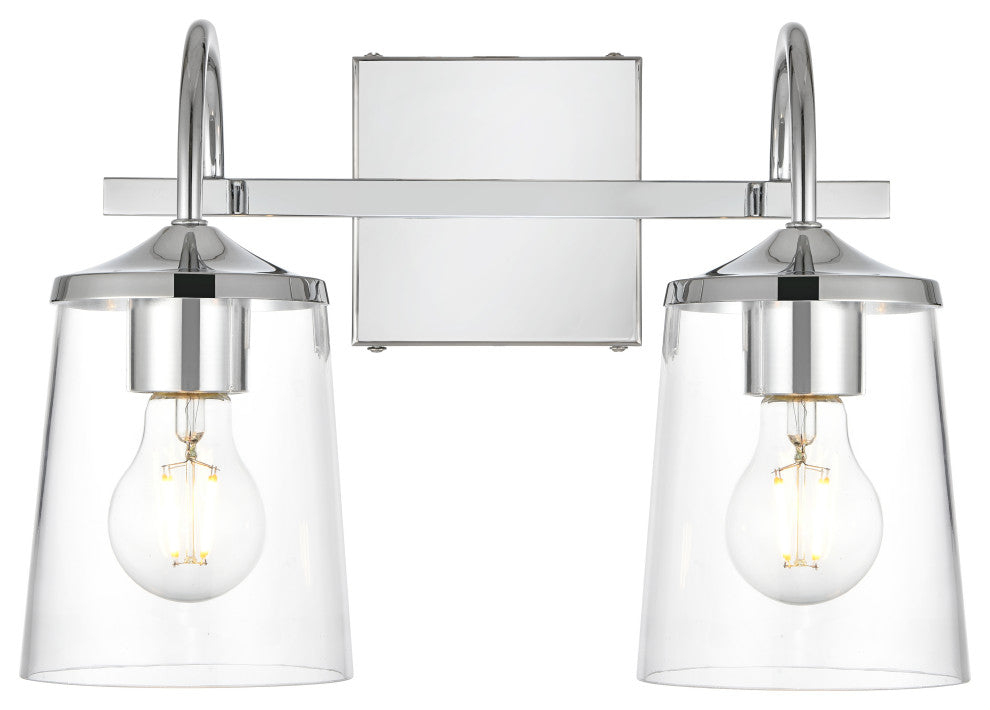 2 Light Chrome And Clear Bath Sconce