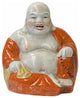Vintage Finish Orange Off White Porcelain Happy Buddha Statue Hws1585