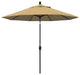 9' Matted Black Push-Button Tilt Crank Aluminum Umbrella, Champagne Olefin