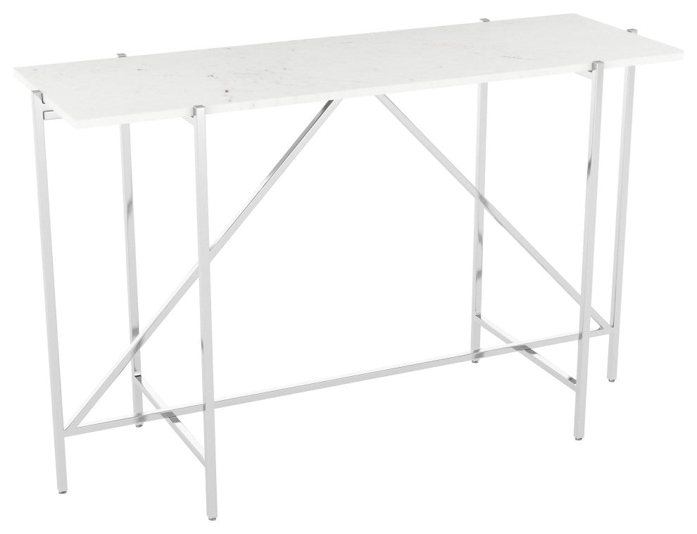 Titan Marble Console Table White & Silver